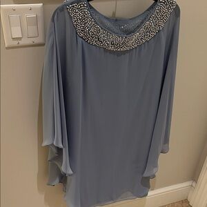 Elegant Blue Beaded Women's Top